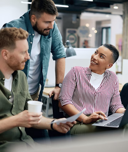 A team collaborating together in an office